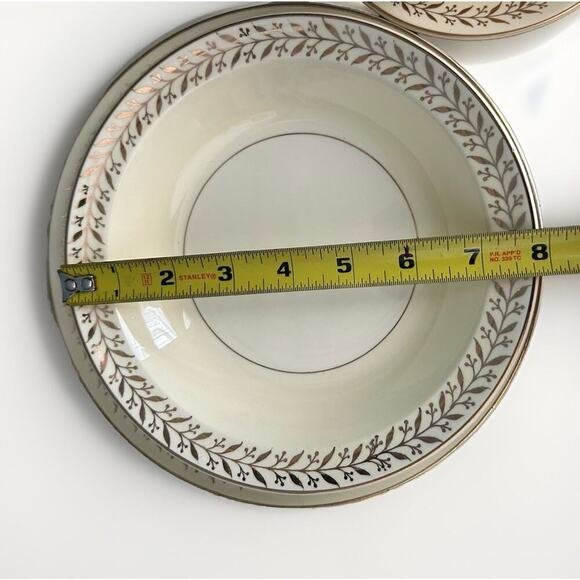 Taylor Smith & Taylor “Daphne” Cream Gold Set Lunch Plate 8” Bowl Tea Cup Saucer - Picture 8 of 10